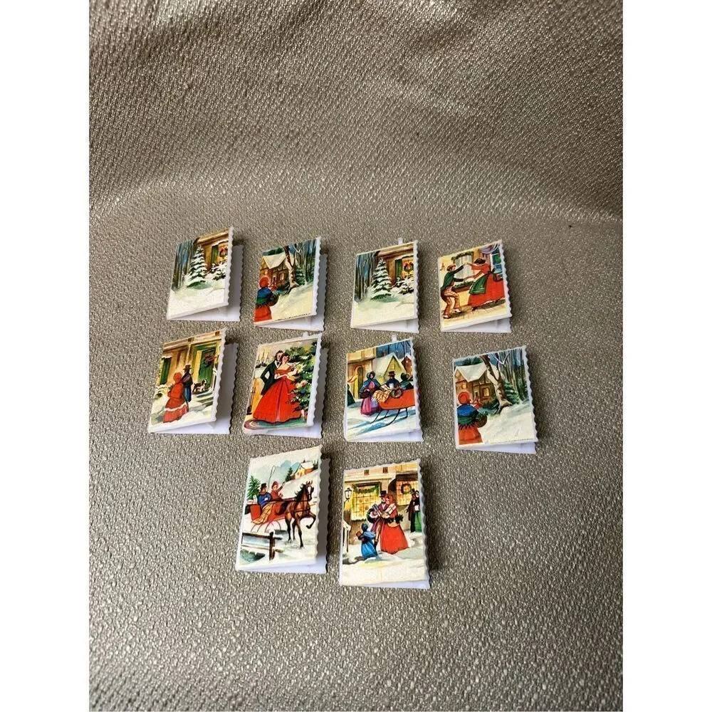 Vintage Christmas String Lights Postcard Winter Scenery Light Covers Lot of 10